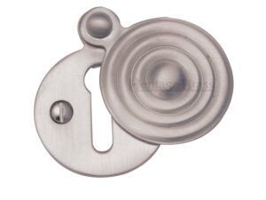 Heritage Brass Standard Round Reeded Covered Key Escutcheon, Satin Nickel -