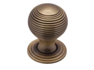 Heritage Brass Reeded Cabinet Knob, Antique Brass