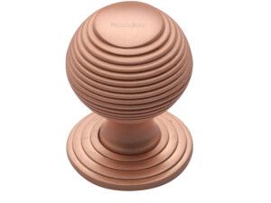 Heritage Brass Reeded Cabinet Knob, Satin Rose Gold