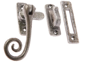 Jedo Collection Valley Forge Curly Tail Casement Window Fastener (90Mm X 55Mm), Pewter Patina