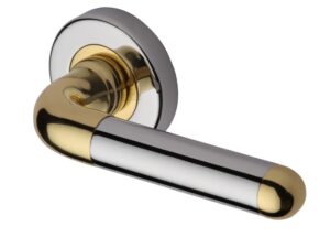 Heritage Brass Vienna Dual Finish Polished Chrome With Polished Brass Edge Door Handles On Round Rose (Sold In Pairs)