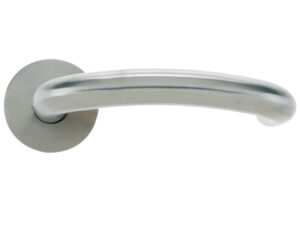 Zoo Hardware Vier Arch Rtd Lever On Round Rose, Satin Stainless Steel (Sold In Pairs)