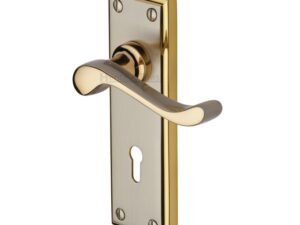 Heritage Brass Edwardian Jupiter Finish Satin Nickel With Gold Edge Handles (Sold In Pairs)