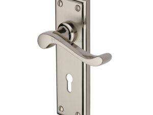 Heritage Brass Edwardian Mercury Finish Satin Nickel With Polished Nickel Edge Handles (Sold In Pairs)