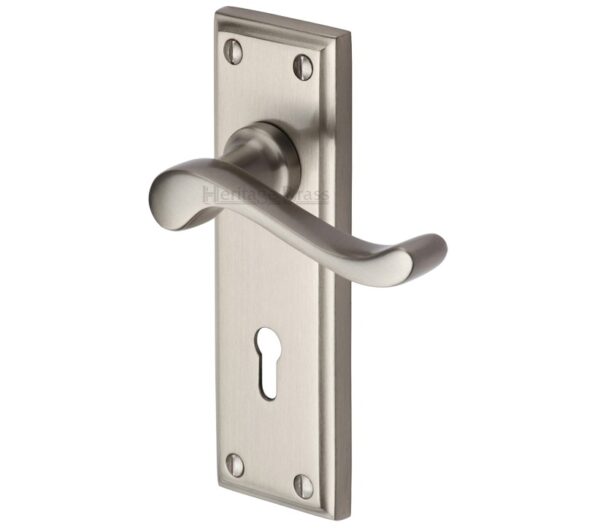 Heritage Brass Edwardian Satin Nickel Door Handles (Sold In Pairs)