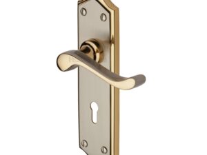 Heritage Brass Buckingham Jupiter Finish Satin Nickel With Gold Edge Handles (Sold In Pairs)