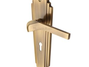 Heritage Brass Waldorf Art Deco Style Door Handles, Antique Brass (Sold In Pairs)