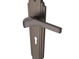 Heritage Brass Waldorf Art Deco Style Door Handles, Matt Bronze (Sold In Pairs)