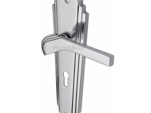 Heritage Brass Waldorf Art Deco Style Door Handles, Polished Chrome (Sold In Pairs)