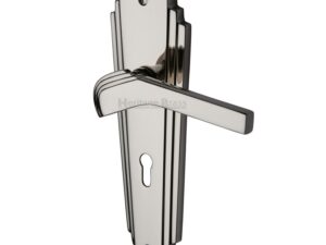 Heritage Brass Waldorf Art Deco Style Door Handles, Polished Nickel (Sold In Pairs)