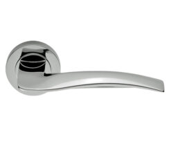 Manital Wind Door Handles On Round Rose, Polished Chrome (Sold In Pairs)