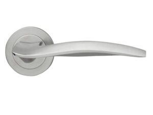 Manital Wind Door Handles On Round Rose, Satin Chrome (Sold In Pairs)