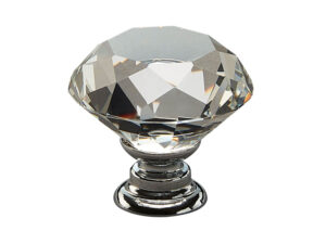 Access Hardware Designer Crystal Glass Cupboard Knob (30Mm Diameter), Crystal Glass With Polished Chrome Base