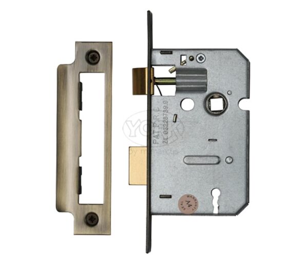 Heritage Brass 3 Lever Sash Locks (Bolt Through), Antique Brass -