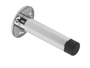 Zoo Hardware Cylinder Door Stop With Rose (76Mm), Polished Chrome