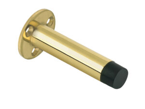 Zoo Hardware Cylinder Door Stop With Rose (76Mm), Polished Brass