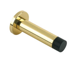 Zoo Hardware Cylinder Door Stop With Rose (70Mm), Polished Brass