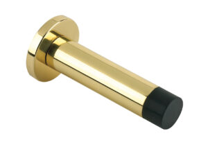 Zoo Hardware Cylinder Door Stop With Rose (70Mm), Polished Brass