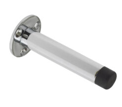 Zoo Hardware Cylinder Door Stop With Rose (90Mm), Polished Chrome