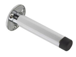 Zoo Hardware Cylinder Door Stop With Rose (90Mm), Polished Chrome