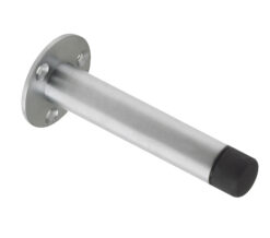 Zoo Hardware Cylinder Door Stop With Rose (90Mm), Satin Chrome