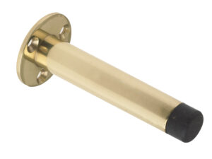 Zoo Hardware Cylinder Door Stop With Rose (90Mm), Polished Brass