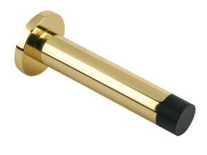 Zoo Hardware Cylinder Door Stop With Rose (80Mm), Polished Brass