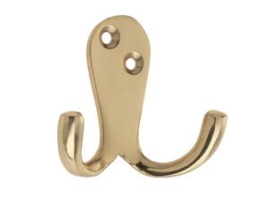 Zoo Hardware Double Robe Hook, Polished Brass