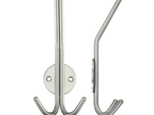 Zoo Hardware Zas Double Hat & Coat Hook, Satin Stainless Steel