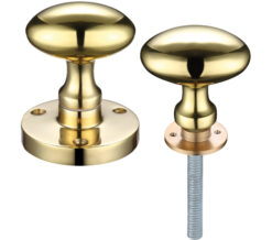 Zoo Hardware Contract Oval Rim Door Knobs, Polished Brass (Sold In Pairs)