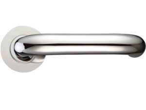 Zoo Hardware Zcs Architectural Rtd Lever On Round Rose, Polished Stainless Steel (Sold In Pairs)