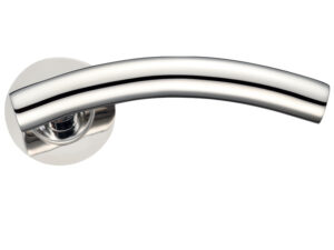 Zoo Hardware Zcs Architectural Arched T-Bar Lever On Round Rose, Polished Stainless Steel (Sold In Pairs)