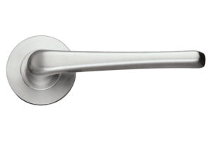 Zoo Hardware Zcs Architectural Atlas Lever On Round Rose, Satin Stainless Steel (Sold In Pairs)