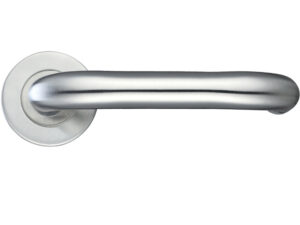 Zoo Hardware Zcs2 Contract Rtd Lever On Round Rose, Satin Stainless Steel (Sold In Pairs)