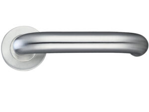 Zoo Hardware Zcs2 Contract Rtd Lever On Round Rose, Satin Stainless Steel (Sold In Pairs)