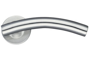 Zoo Hardware Zcs2 Contract Arched T-Bar Lever On Round Rose, Satin Stainless Steel (Sold In Pairs)