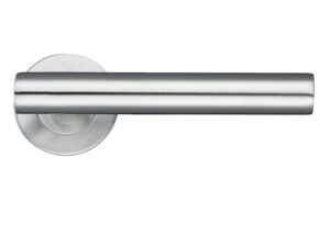 Zoo Hardware Zcs2 Contract T-Bar Lever On Round Rose, Satin Stainless Steel (Sold In Pairs)