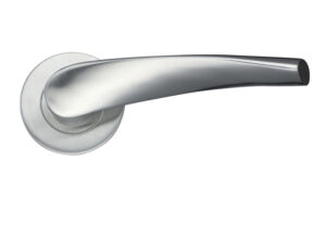 Zoo Hardware Zcs2 Contract Curved Lever On Round Rose, Satin Stainless Steel (Sold In Pairs)