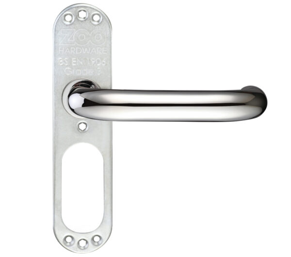 Zoo Hardware Zcs Architectural 19Mm Rtd Lever On Short Inner Backplate, Polished Stainless Steel (Sold In Pairs)