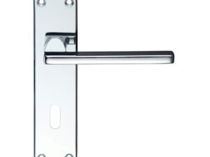 Zoo Hardware Stanza Leon Contract Door Handles On Backplate, Polished Chrome (Sold In Pairs)