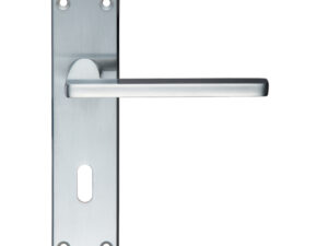 Zoo Hardware Stanza Leon Contract Door Handles On Backplate, Satin Chrome (Sold In Pairs)