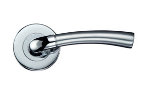 Zoo Hardware Stanza Girona Contract Lever On Round Rose, Dual Finish Satin Chrome & Polished Chrome (Sold In Pairs)