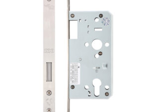 Zoo Hardware Vier 72Mm C/C Din Dead Lock (Square Or Radius Profile), Satin Stainless Steel