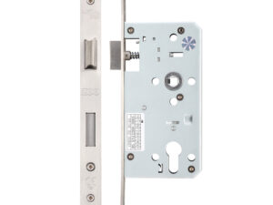 Zoo Hardware Vier 72Mm C/C Euro Sash Din Lock (Square Or Radius Profile), Satin Stainless Steel