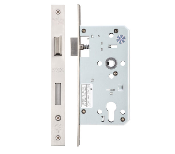 Zoo Hardware Vier 72Mm C/C Euro Sash Din Lock (Square Or Radius Profile), Satin Stainless Steel