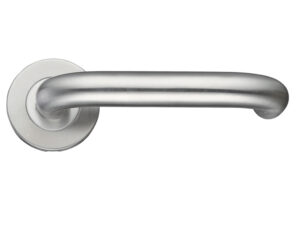 Zoo Hardware Zcs Rtd Lever On Round Rose, Satin Stainless Steel (Sold In Pairs)