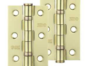 Zoo Hardware 3 Inch Steel Ball Bearing Door Hinges, Electro Brass (Sold In Pairs)