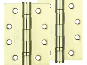 Zoo Hardware 4 Inch Steel Ball Bearing Door Hinges, Electro Brass (Sold In Pairs)