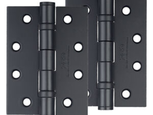 Zoo Hardware 4 Inch Steel Ball Bearing Door Hinges, Powder Coated Black (Sold In Pairs)