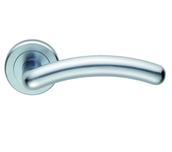 Serozzetta Noxia Door Handles On Round Rose, Satin Chrome (Sold In Pairs)